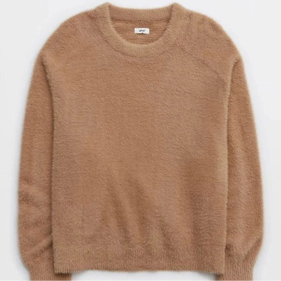 NWOT Aerie Flurry Crewneck Sweater Size Large Cappuccino - Picture 2 of 9